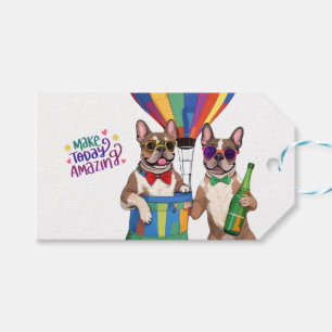 Französische Bulldoggen Neujahr French Bulldog Geschenkanhänger