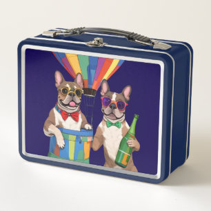 Französische Bulldoggen Neujahr French Bulldog Metall Brotdose