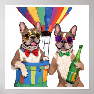 Französische Bulldoggen Neujahr French Bulldog Poster