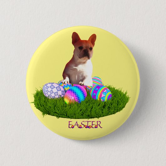 Französische Bulldoggen Ostern French Bulldog Button (Vorderseite)