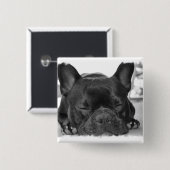 Französische Bulldoggen-Quadrat-Button Button (Vorne & Hinten)