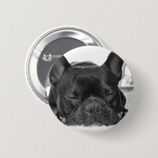 Französische Bulldoggen-runder Knopf Button (Vorne & Hinten)