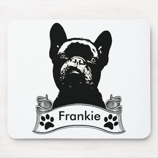 Französische Bulldoggen-Schablone personalisiert Mousepad (Vorne)