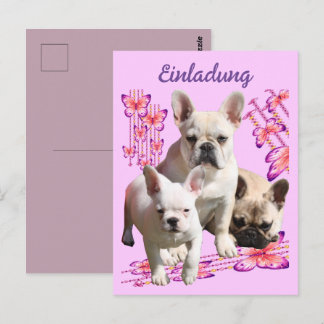 Französische Bulldoggen Schmetterling  Bulldog Postkarte