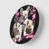 Französische Bulldoggen Schmetterling  Bulldog Runde Wanduhr (Winkel)