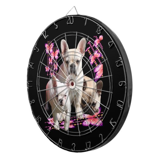 Französische Bulldoggen Schmetterlings Tag Dartscheibe (Vorderseite rechts)