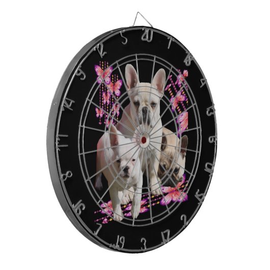 Französische Bulldoggen Schmetterlings Tag Dartscheibe (Vorderseite Links)