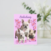 Französische Bulldoggen Schmetterlings Tag Postkarte (Stehend Vorderseite)