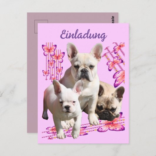 Französische Bulldoggen Schmetterlings Tag Postkarte (Vorne/Hinten)