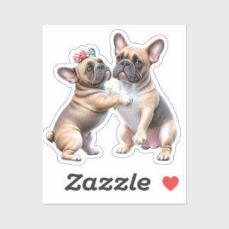 Französische Bulldoggen sehr verliebt Aufkleber