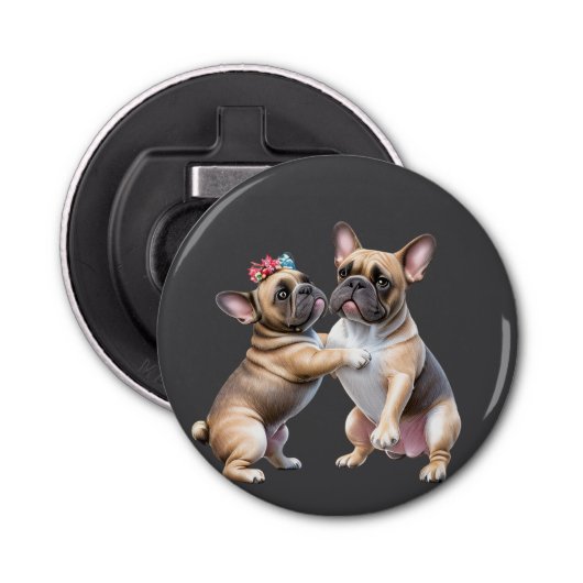 Französische Bulldoggen sehr verliebt Flaschenöffner (Vorderseite)