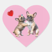Französische Bulldoggen sehr verliebt Herz-Aufkleber (Vorderseite)