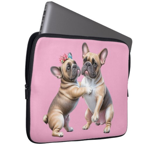 Französische Bulldoggen sehr verliebt Laptopschutzhülle (Vorne Rechts)