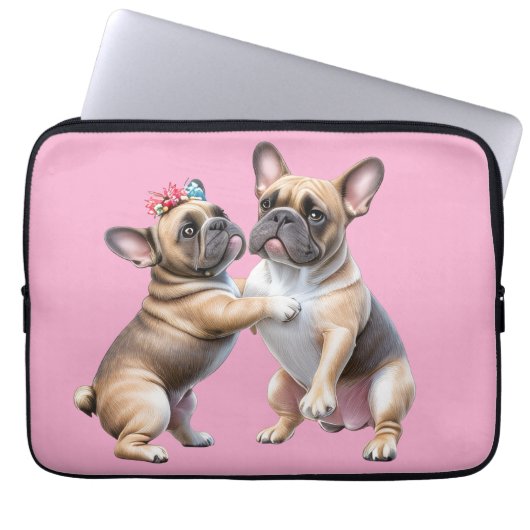 Französische Bulldoggen sehr verliebt Laptopschutzhülle (Vorderseite)