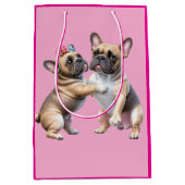 Französische Bulldoggen sehr verliebt Mittlere Geschenktüte (Vorderseite)