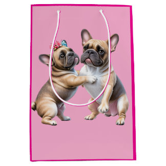 Französische Bulldoggen sehr verliebt Mittlere Geschenktüte