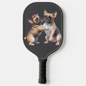 Französische Bulldoggen sehr verliebt Pickleball Schläger (Rückseite)
