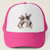 Französische Bulldoggen sehr verliebt Truckerkappe (Vorderseite)