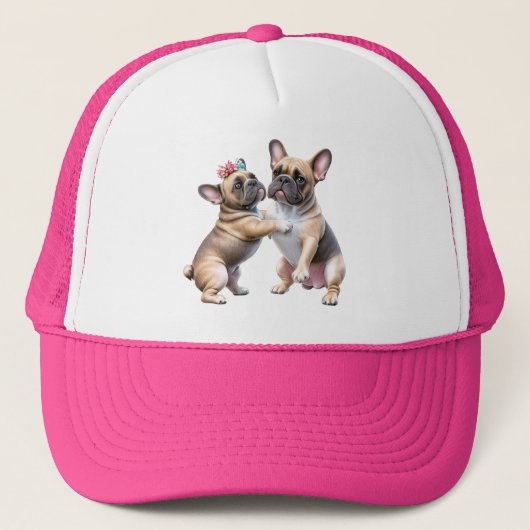Französische Bulldoggen sehr verliebt Truckerkappe (Vorderseite)
