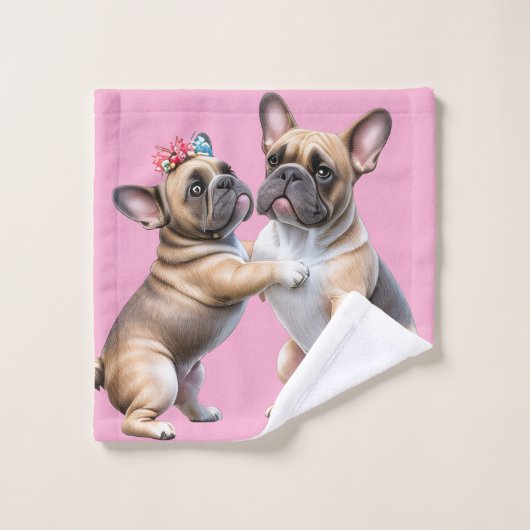 Französische Bulldoggen sehr verliebt Waschlappen (Waschlappen)