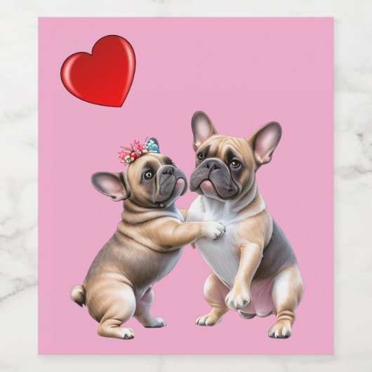 Französische Bulldoggen sehr verliebt Weinetikett (Einzelnes Label)