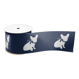 Französische Bulldoggen-Silhouette-Band 3" Satinband