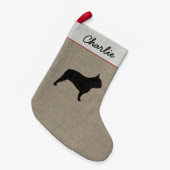 Französische Bulldoggen-Silhouette Frenchie Kleiner Weihnachtsstrumpf (Vorderansicht (hängend))