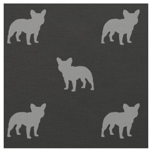 Französische Bulldoggen-Silhouette-Muster grau und Stoff (Nahaufnahme)