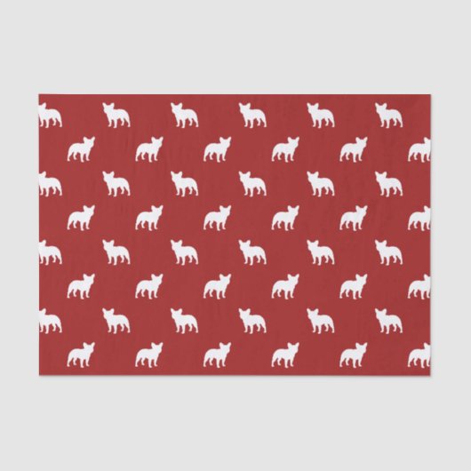 Französische Bulldoggen-Silhouette-Muster Seidenpapier (Vorderseite)