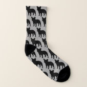 Französische Bulldoggen-Silhouette-Muster Socken (Rechts - Außen)