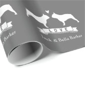 Französische Bulldoggen-Silhouette-Paare mit Text Geschenkpapier (Rolleneckpunkt)