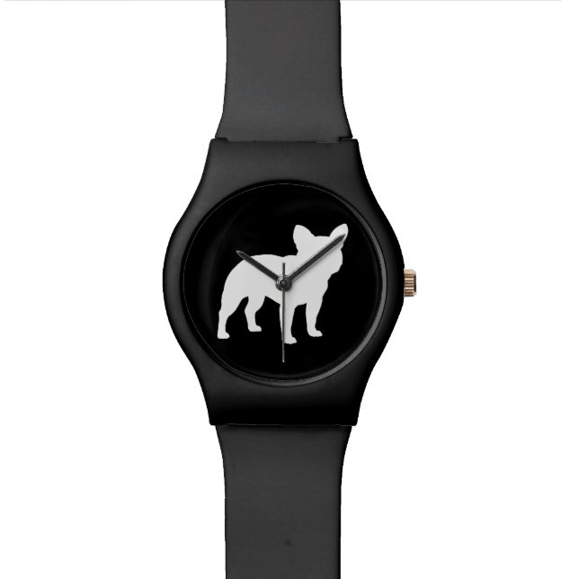 Französische Bulldoggen-Silhouette Uhr (Nahaufnahme)