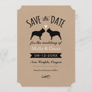 Französische Bulldoggen-Silhouetten Hochzeit Siche Save The Date