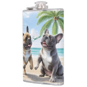 Französische Bulldoggen Strand French Bulldog Flachmann (Links)