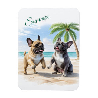 Französische Bulldoggen Strand French Bulldog Magnet