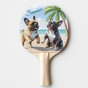 Französische Bulldoggen Strand French Bulldog Tischtennis Schläger