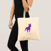 Französische Bulldoggen-Taschen-Tasche (lila Tragetasche (Vorderseite (Produkt))