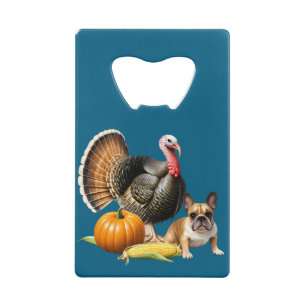 französische Bulldoggen Thanksgiving Bulldog Geldbeutel Flaschenöffner