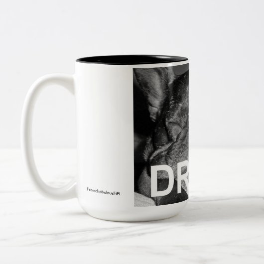 Französische Bulldoggen-Traum-Tasse Zweifarbige Tasse (Links)