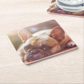 Französische Bulldoggen-Untersetzer Rechteckiger Pappuntersetzer (angewinkelt)