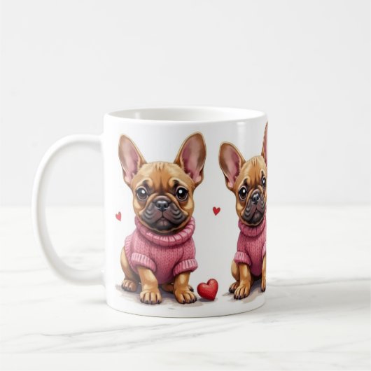 Französische Bulldoggen Valentinstag Kaffeetasse (Links)