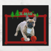 Französische Bulldoggen Weihnachten Feier Bierflaschenetikett (Einzelnes Label)