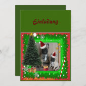 Französische Bulldoggen Weihnachten Feier Einladung (Vorne/Hinten)