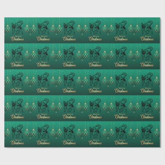 Französische Bulldoggen Weihnachten Feier Geschenkpapier (Flach)
