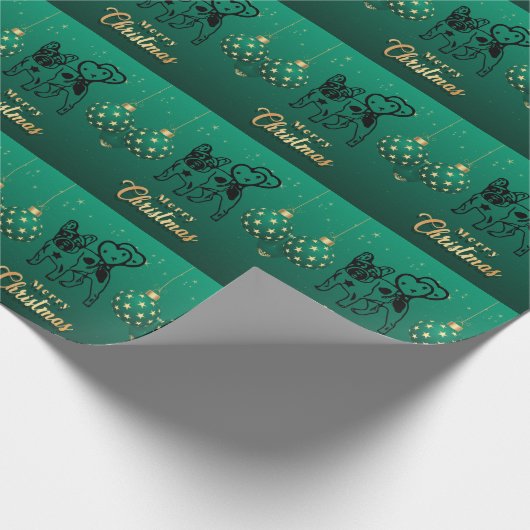 Französische Bulldoggen Weihnachten Feier Geschenkpapier (Ecke)