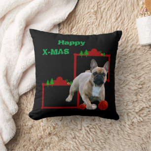 Französische Bulldoggen Weihnachten Feier Kissen