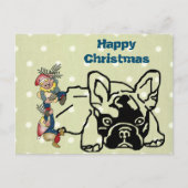 Französische Bulldoggen Weihnachten Feier Postkarte (Vorderseite)