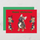 Französische Bulldoggen Weihnachten Feier Postkarte (Vorne/Hinten)