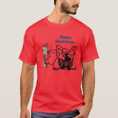 Französische Bulldoggen Weihnachten Feier T-Shirt (Vorderseite)