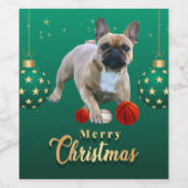 Französische Bulldoggen Weihnachten Feier Weinetikett (Einzelnes Label)